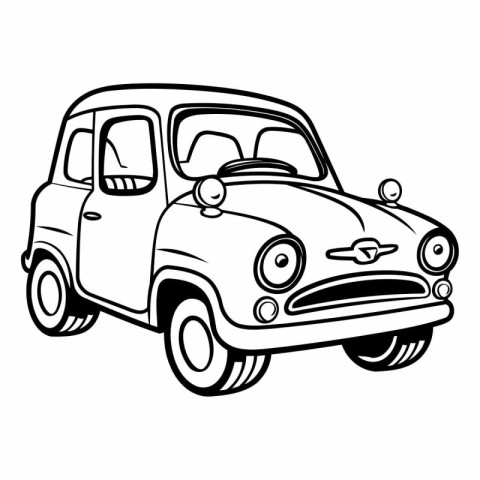 Vintage Car. Hand Drawn Vector Illustration Isolated On White Ba