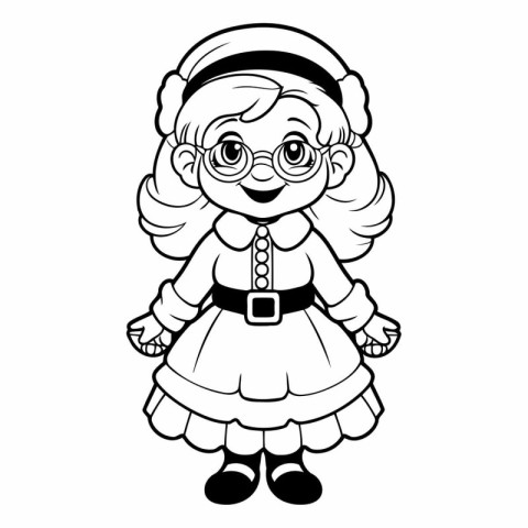 Vector illustration of Cute cartoon Christmas elf isolated on wh