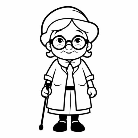 Grandmother Cartoon Mascot Character Vector Illustration. EPS10