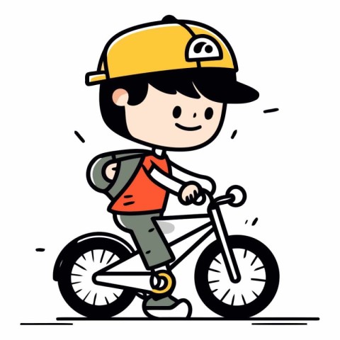 Illustration of a boy riding a bicycle. Vector clip art.