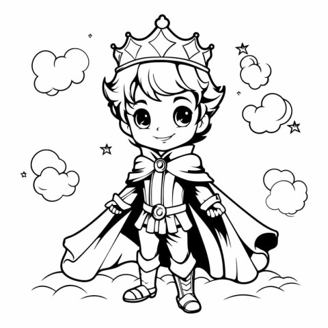 Cute little prince with a bag of money.