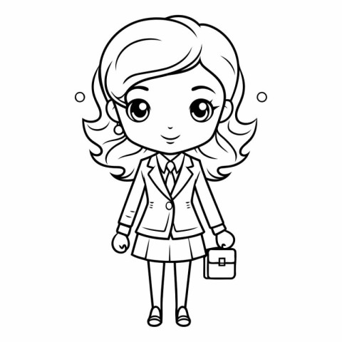 Coloring book for children: Girl in school uniform