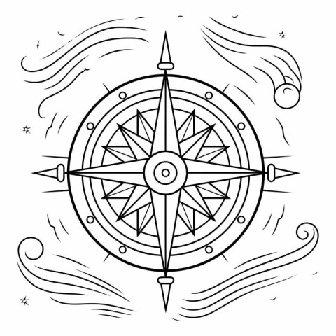 Compass. Hand drawn vector illustration in doodle style.