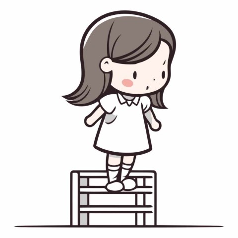 Illustration of a Little Girl Jumping over a Bench - Vector