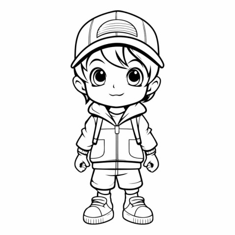 Cute Little Boy Cartoon Mascot Character Vector Illustration.