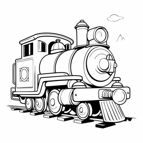 Vintage locomotive isolated on white background in cartoon style