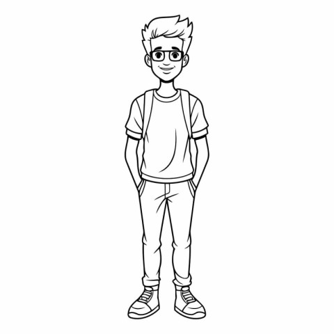 young man with casual clothes cartoon vector illustration graphi