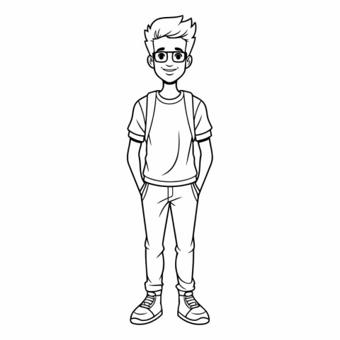 young man with casual clothes cartoon vector illustration graphi