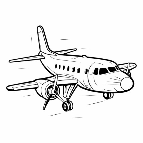 Airplane on a white background in doodle style.