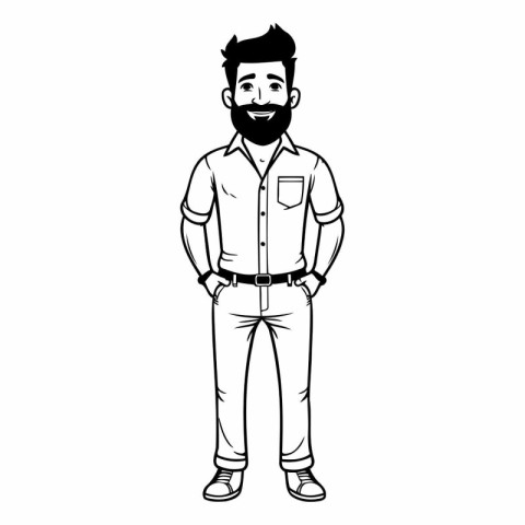 young man with beard avatar cartoon character vector illustratio