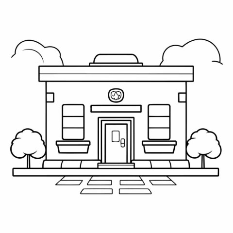 Bank building icon. Outline illustration of bank building vector