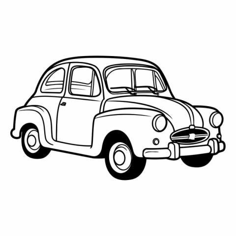 Retro car icon. outline style on white background.