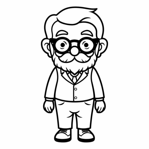 cute grandfather with eyeglasses cartoon character vector illust