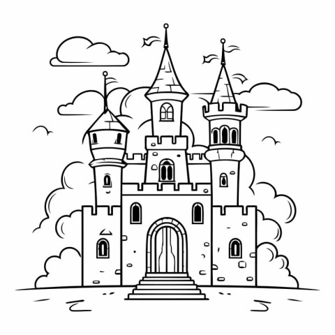 Castle doodle vector illustration. Fairytale castle. Fairytale c