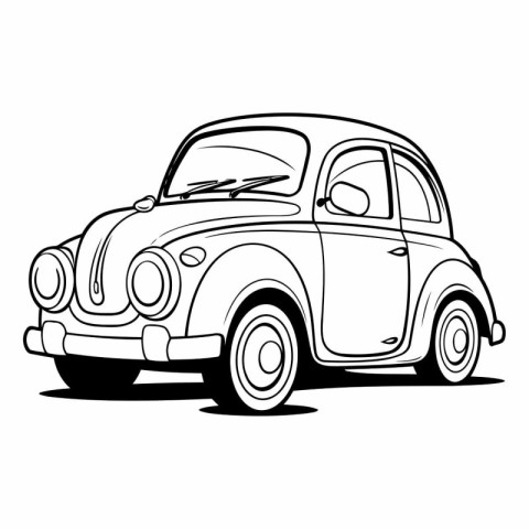 Retro car on a white background in cartoon style