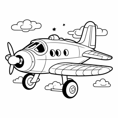 Coloring book for children: airplane. Coloring page.