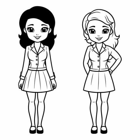 cute little girls avatars characters vector illustration design