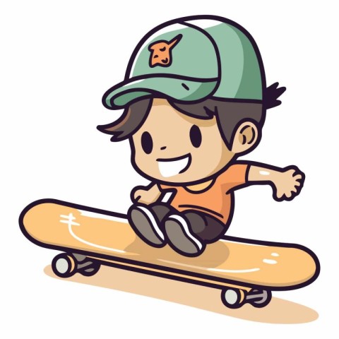 Boy Skateboarding - A vector cartoon illustration of a boy skate