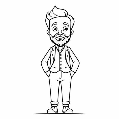 Cartoon man with beard and mustache in casual clothes.