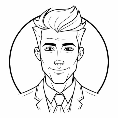 Handsome man cartoon in black and white vector illustration grap