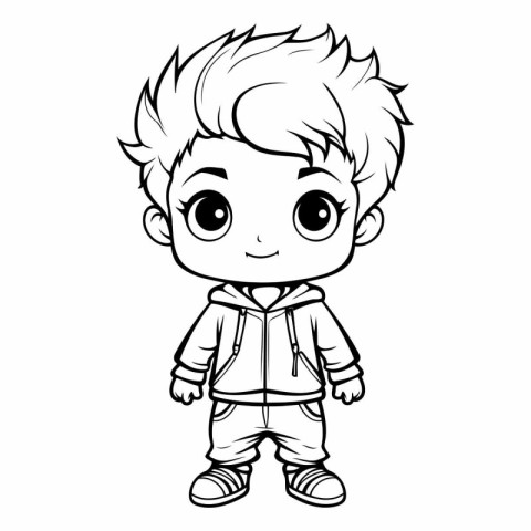 Cute Little Boy Cartoon Mascot Character Vector Illustration.