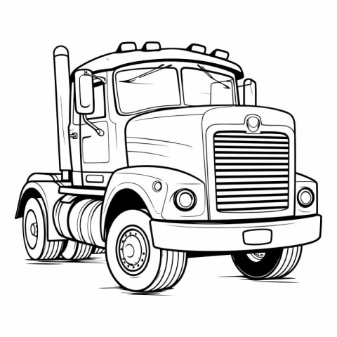 Vector illustration of a big truck on a white background. Cartoo