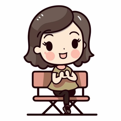 chair. girl. cute. person. cartoon. woman. smile. happy. young.