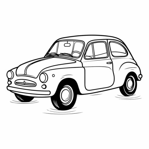 Retro car on a white background in cartoon style.