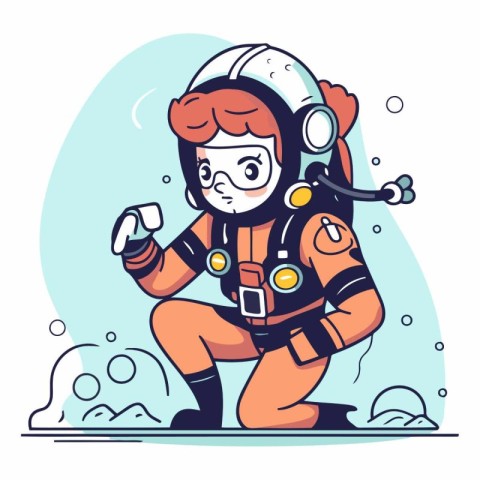 Astronaut in spacesuit in cartoon style.