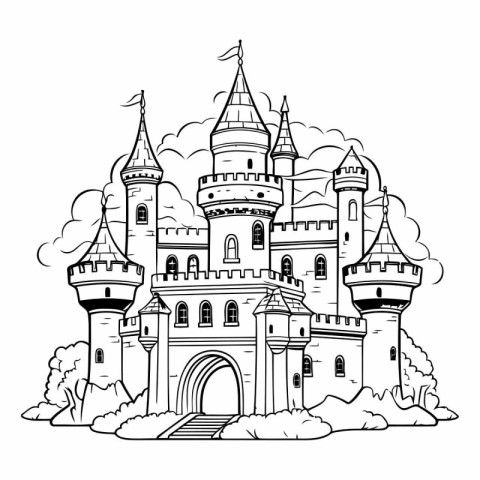 Castle icon. Fairytale history and fantasy theme. Isolated desig