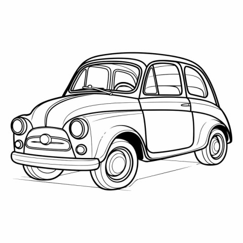 Retro car isolated on white background. Hand drawn vector illust