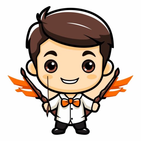 Cute Boy Cupid Cartoon Mascot Character Vector Illustration