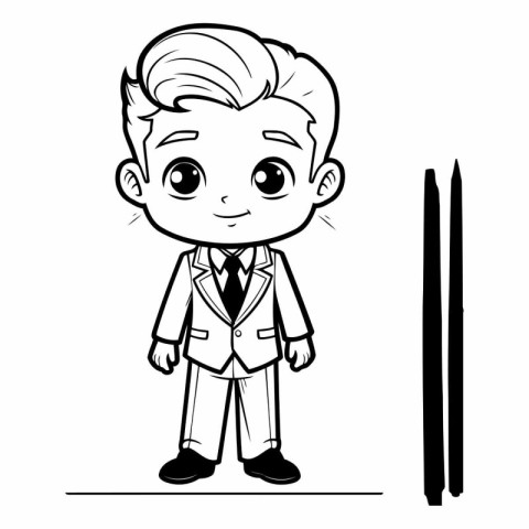 Vector illustration of a boy in a business suit. Cartoon style.