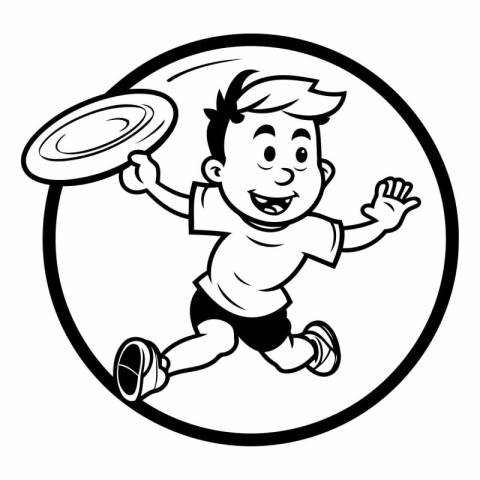 Illustration of a boy running with a plate in his hand.