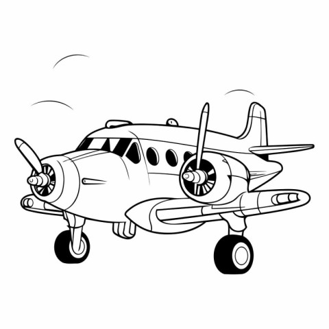 Vector illustration of a retro airplane on a white background. C