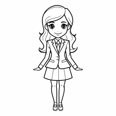 Coloring book for children: girl in school uniform