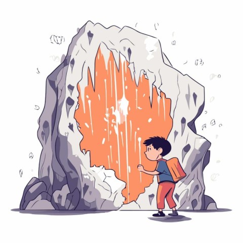 Climbing and mountaineering vector illustration. Cartoon man cli