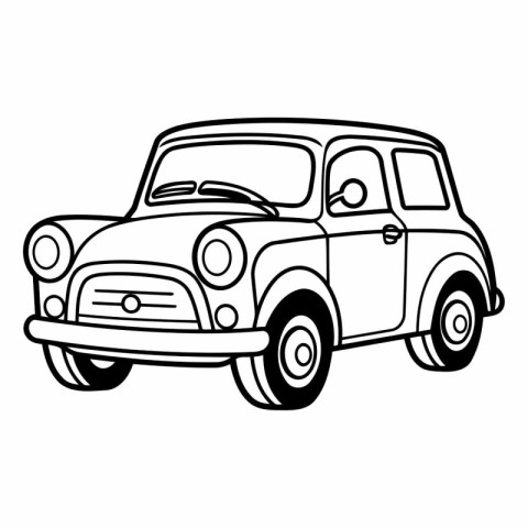 Retro car icon. Hand drawn illustration of retro car vector icon