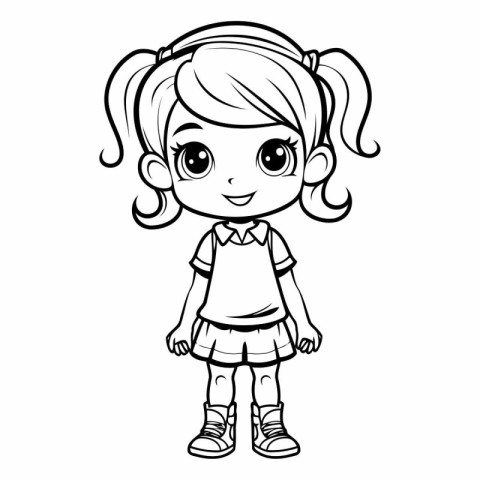 Cute little girl cartoon isolated on white background.