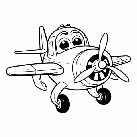 Vector illustration of Cartoon airplane. Coloring book for child