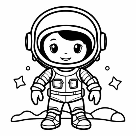 Coloring book for children: astronaut in space suit.