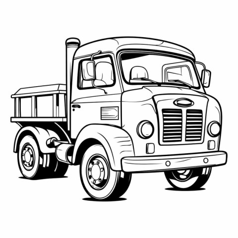 Vector illustration of an old truck on a white background. Hand