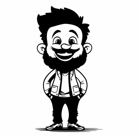 Hipster boy with beard and mustache. vector cartoon illustration