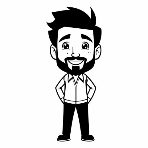 happy man with beard and casual clothes over white background