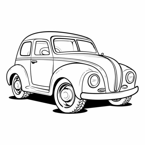 Vintage car on a white background in sketch style.