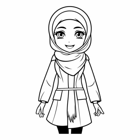 cute muslim woman cartoon vector illustration graphic design vec