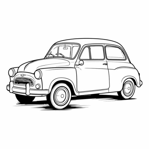 Retro car on white background for your design.