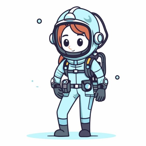 Astronaut girl in spacesuit and helmet.