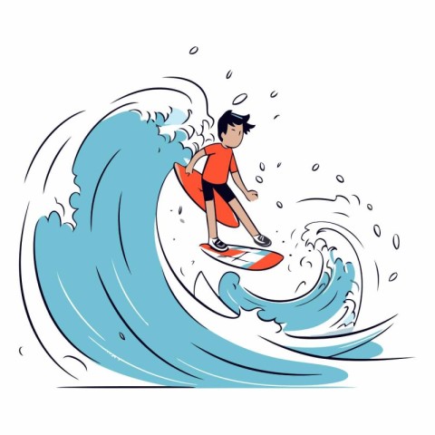 Surfer rides a wave in a flat style.