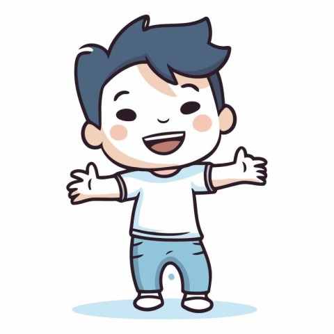 Boy Smiling and Showing Thumbs Up Cartoon Vector Illustration